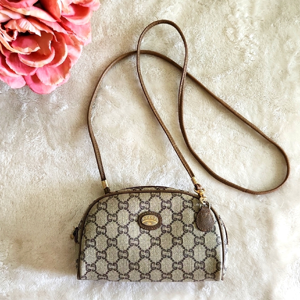 Vintage Gucci Plus Monogram Taco Shoulder Crossbody Bag